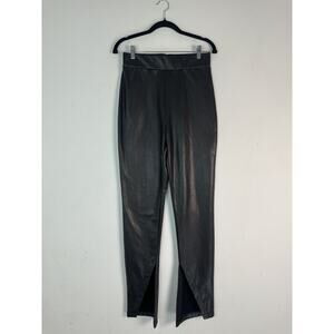 Anthropologie Avec Les Filles High-Waisted Faux Leather Slit Leggings Size S